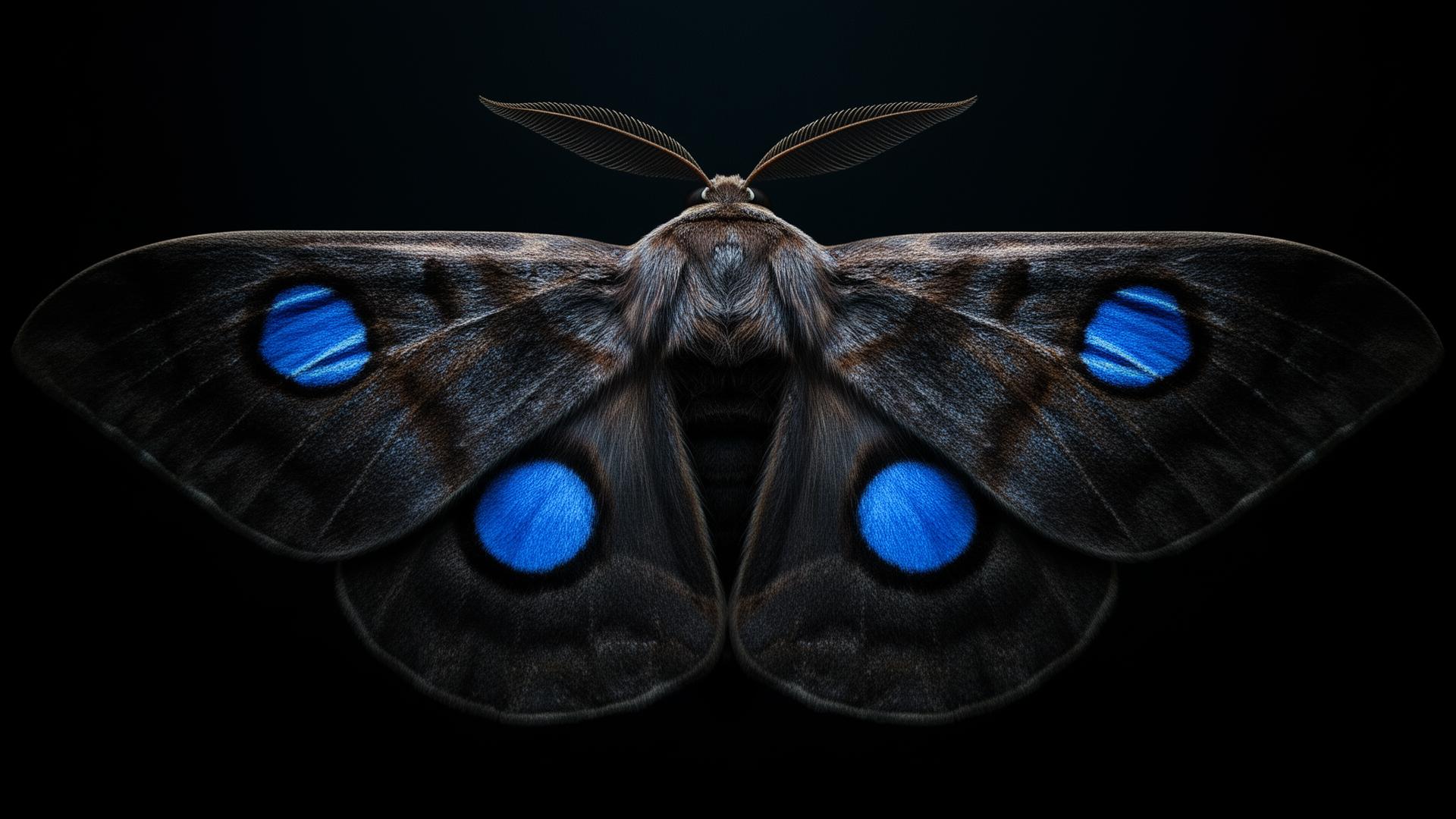 Moth with blue eyespots